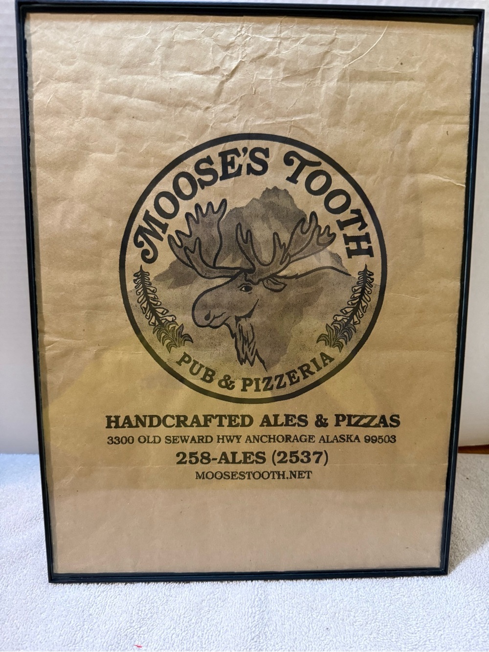 Moose's Tooth Pub & Pizzeria Framed Logo Print - Brown paper bag